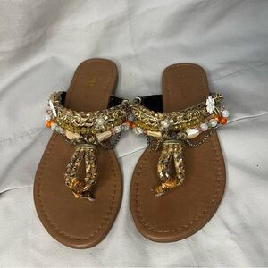 Women’s Shi by Journey- Beaded Thong Sandals 7.5 Bohemian
